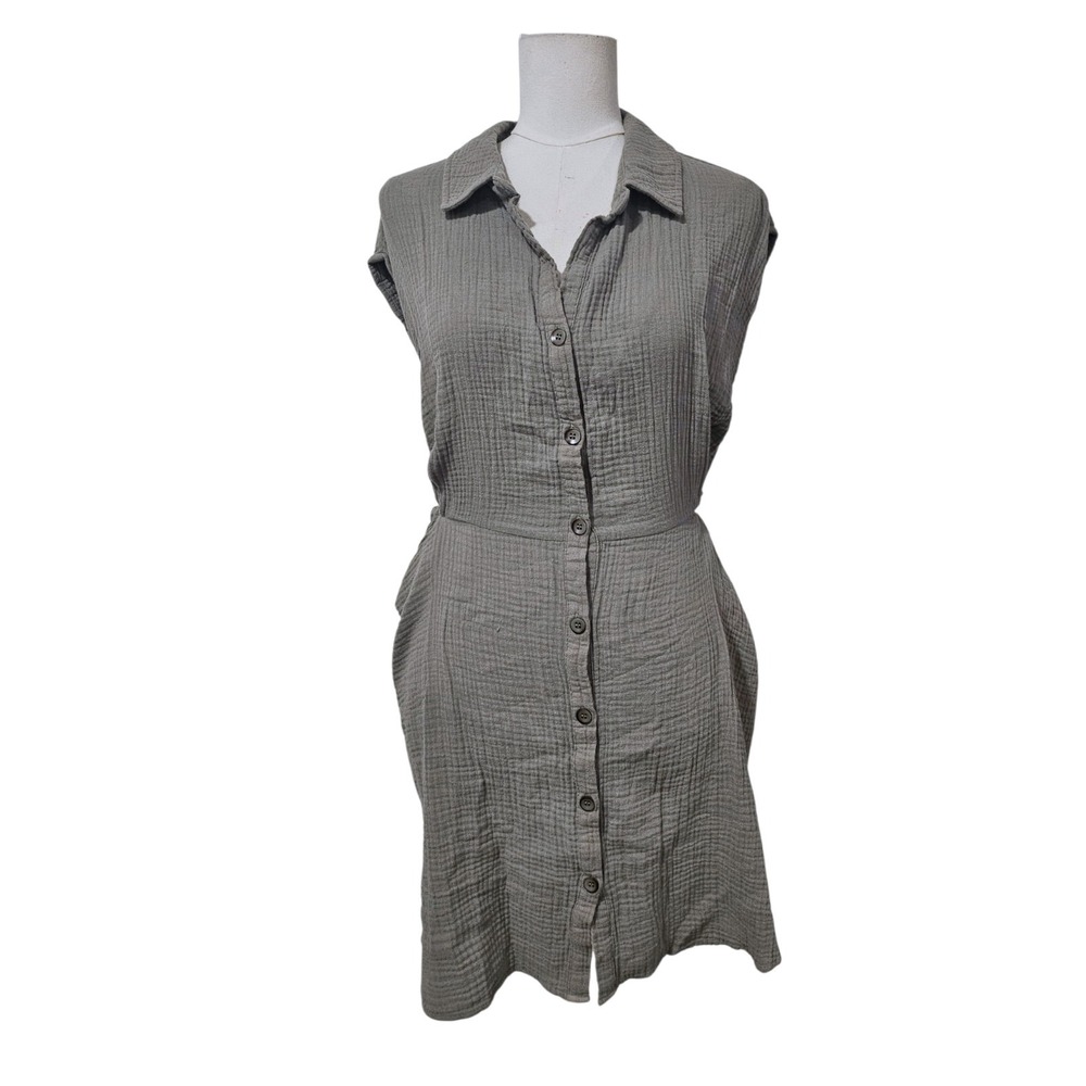 Summersalt The Easy Breezy Voile Button Down Dress Sage Green Gauze Medium